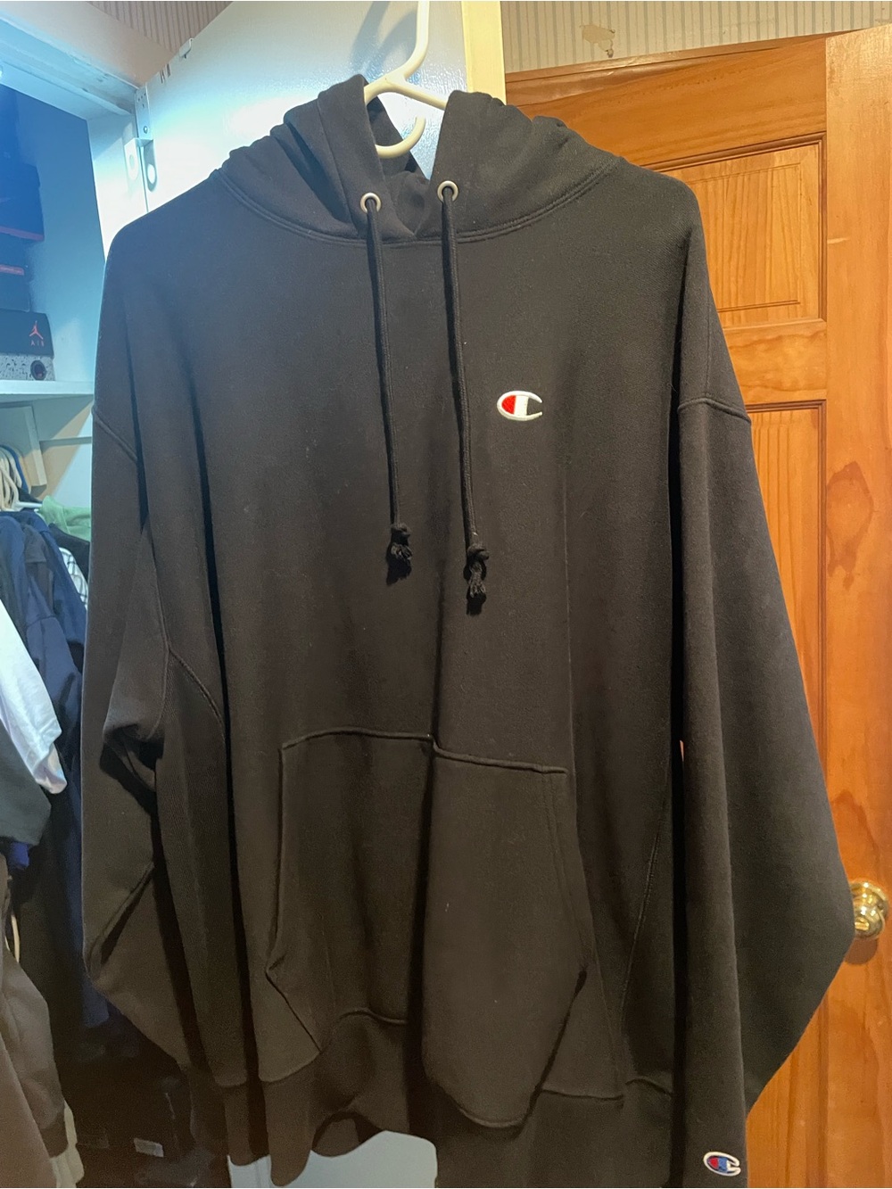 Champion Men’s Black Reverse Weave Hooded Sweatshirt Size XL